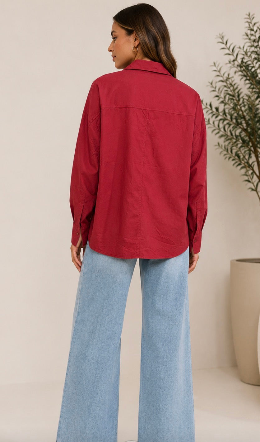 Rose Bloom Oversized Cotton Shirt