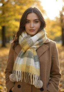 real rabbit fur pom pom scarf