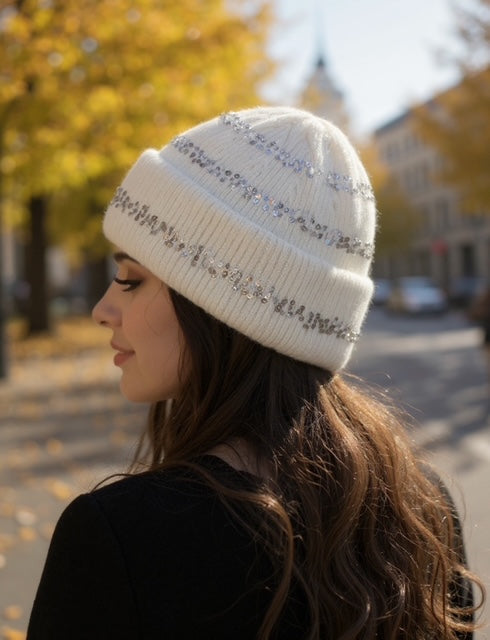 white sequin winter tuque