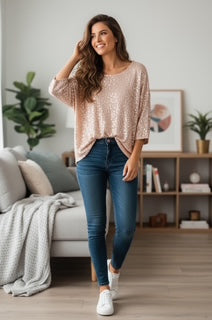 rose gold sequence top
