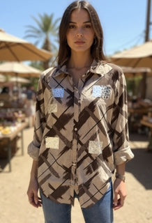 relaxed-fit plaid shirt