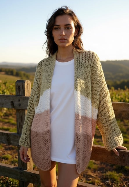 long multi color cardigan
