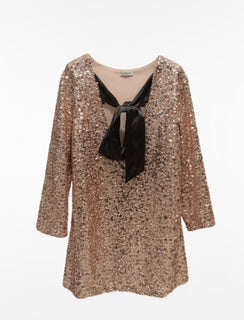 rose gold sequence bow dress