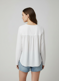 white ruffle top