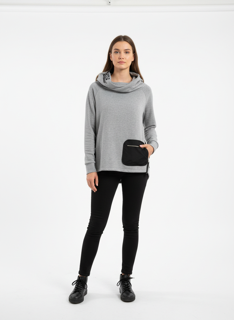 grey sweater with hood