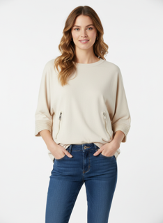beige zipper top