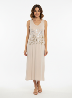 beige metallic dress