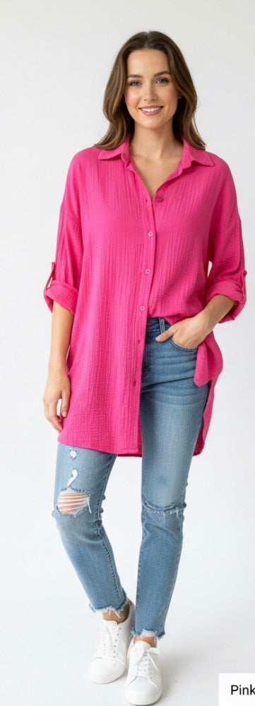basic oversize fuchsia blouse