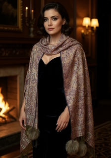 real fur rabbit fur pom pom scarf