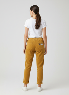 mustard sweats with heart detail on pocket