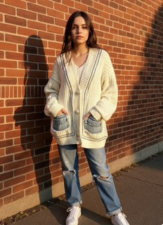 oversize knit cardigan with jean pockets