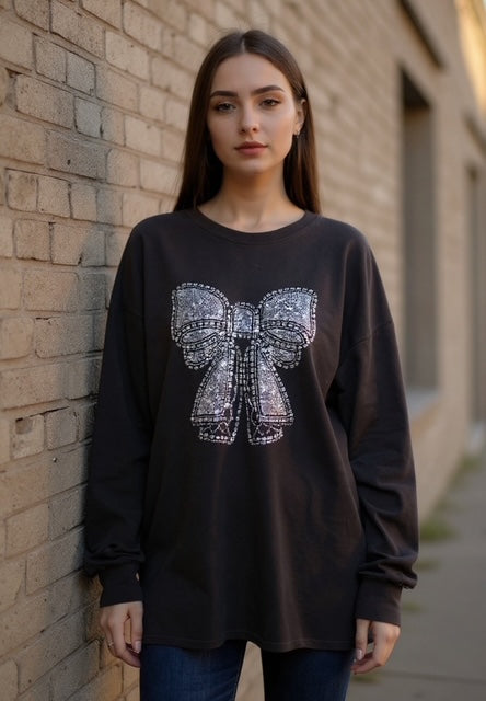 long bow top with long sleeves