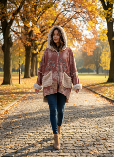 patterned hooded jacket