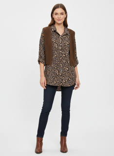 Women’s Layered Knit Vest & Printed Tunic Set