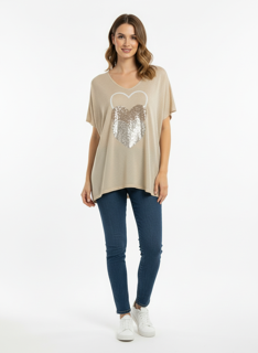 Shimmering Heart V-Neck Tee
