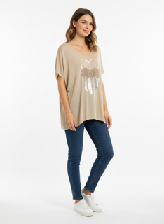 Shimmering Heart V-Neck Tee