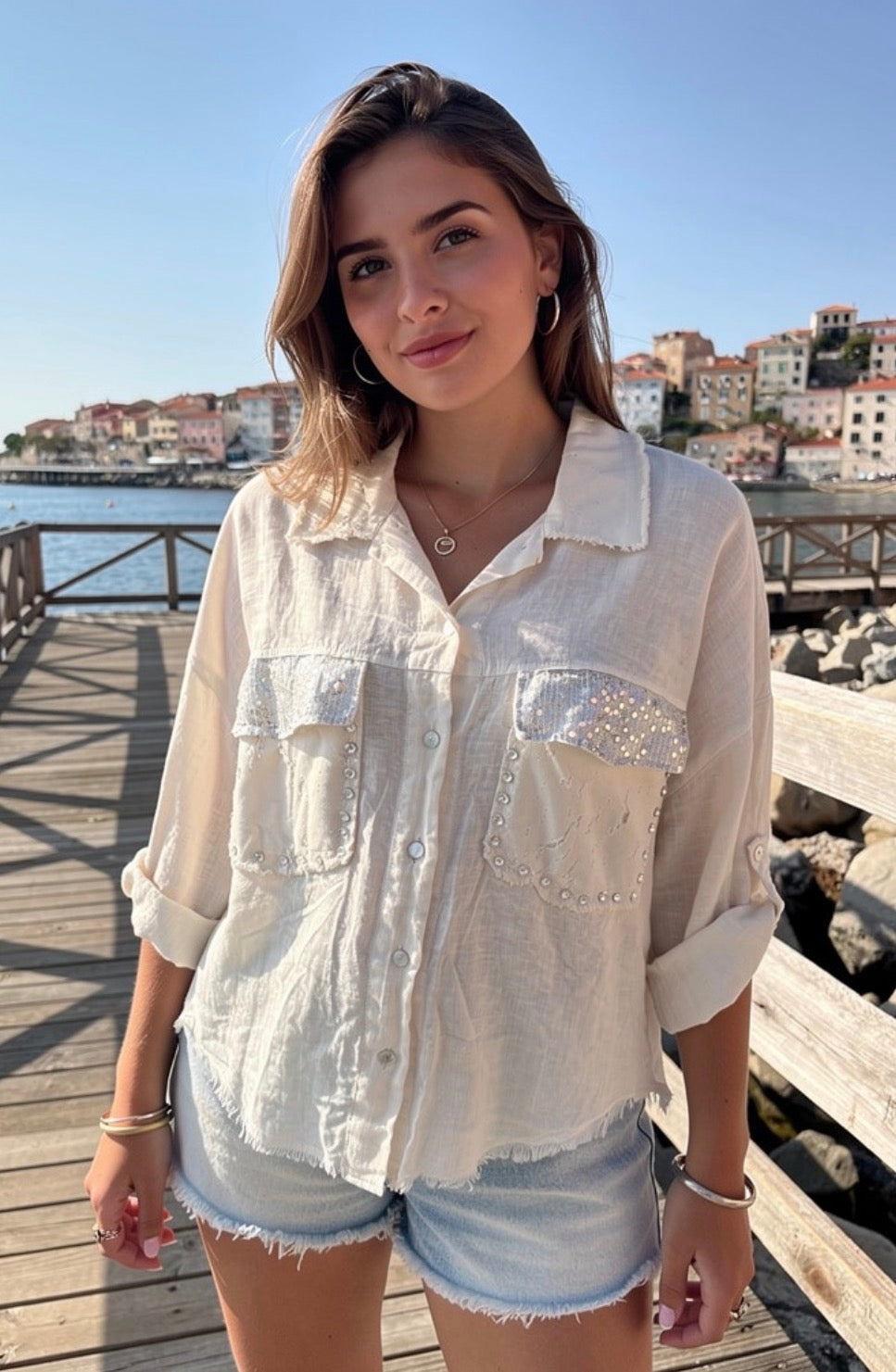 linen top with sequence