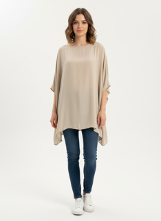 silk feel oversize beige blouse