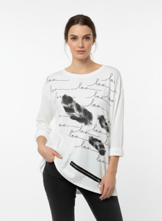 white leaf top with zipper