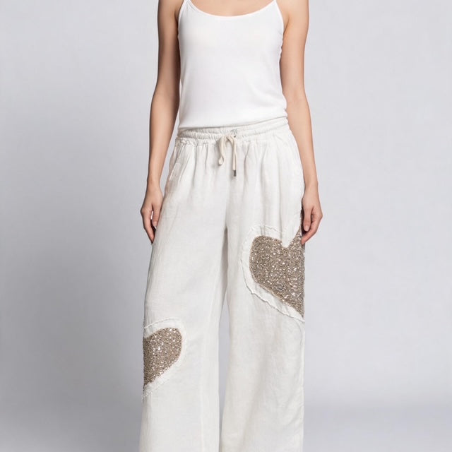 Sahara Heart Linen Cropped Pants