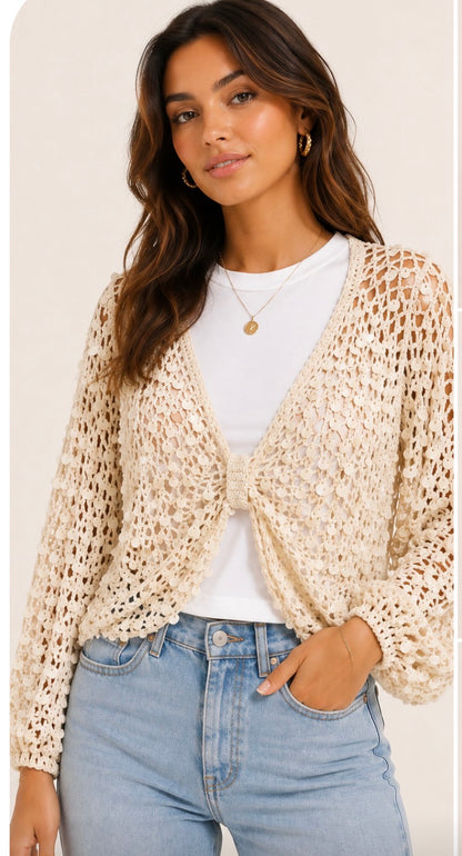 Sienna Crochet Knit Cardigan