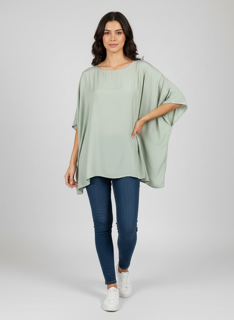 silk feel oversize mint blouse