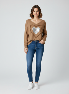 camel heart sweater