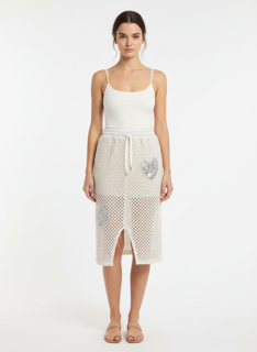 silver crochet skirt with silver heart