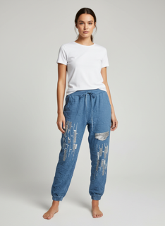 blue magic pants with sequence