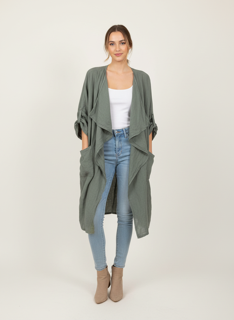 kaki linen duster