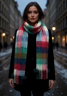 real rabbit fur pom pom scarf