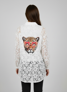 white tiger lace blouse