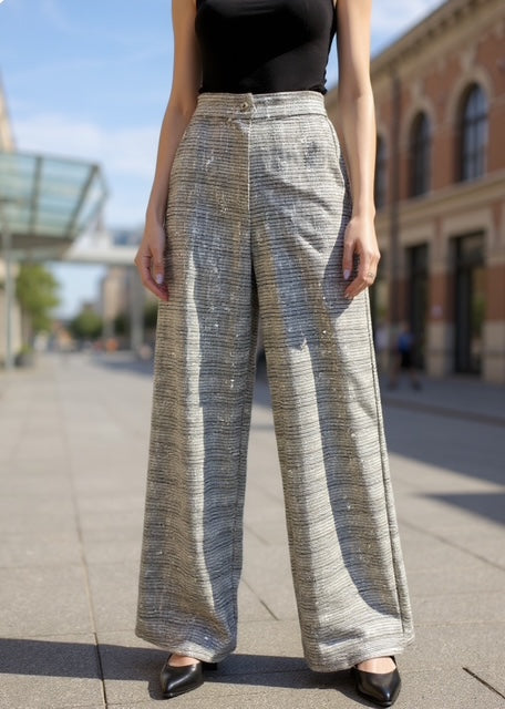 grey stipe wide leg pants