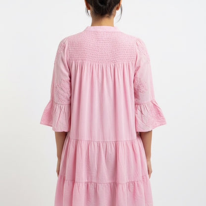 Blush Harmony Textured Cotton Tier Dress