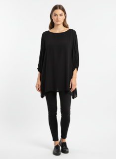 silk feel oversize black blouse