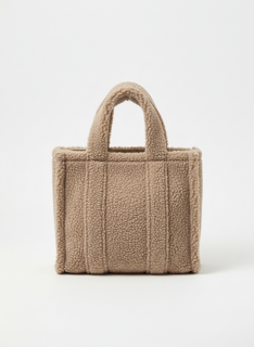 A taupe teddy borg bag