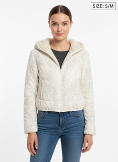 white sequence jacket with hoodie size S/M