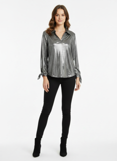 silver metallic blouse
