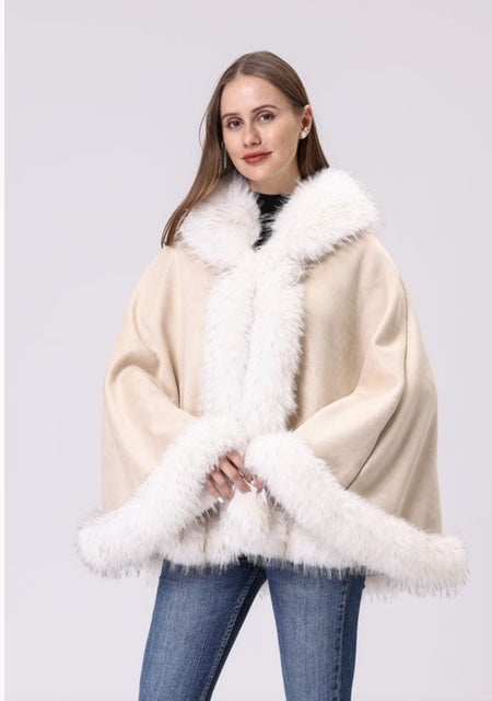 beige and white cape