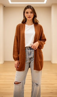 terracotta knit cardigan