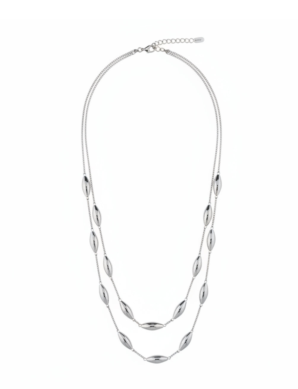silver layered metallic necklace