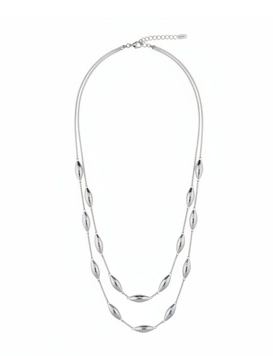 silver layered metallic necklace