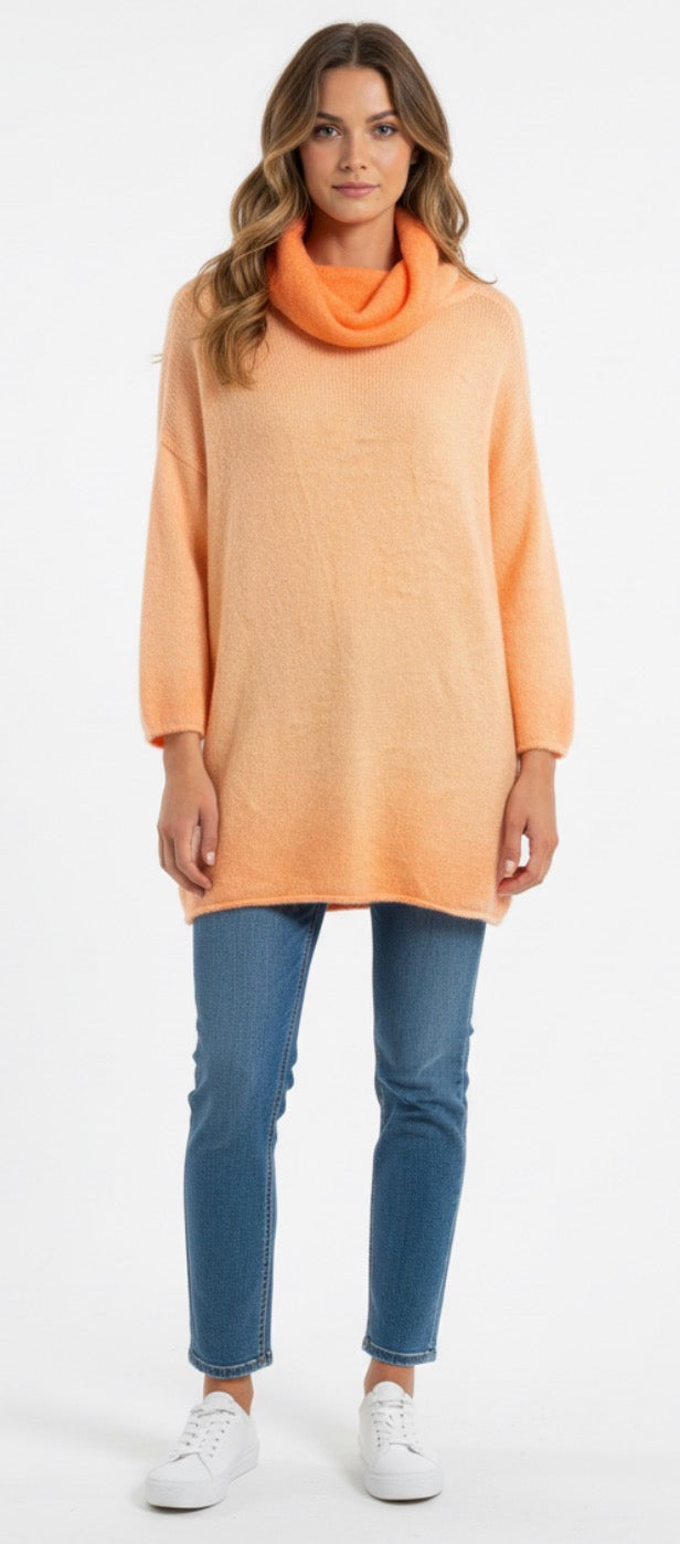 orange knit turtleneck