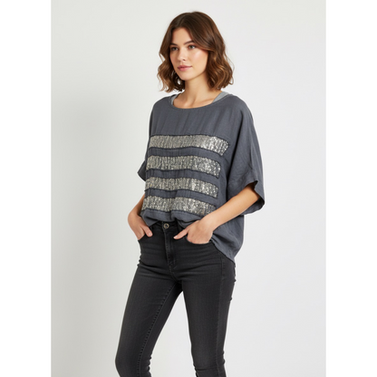 Harbor Stripe Linen Box Top