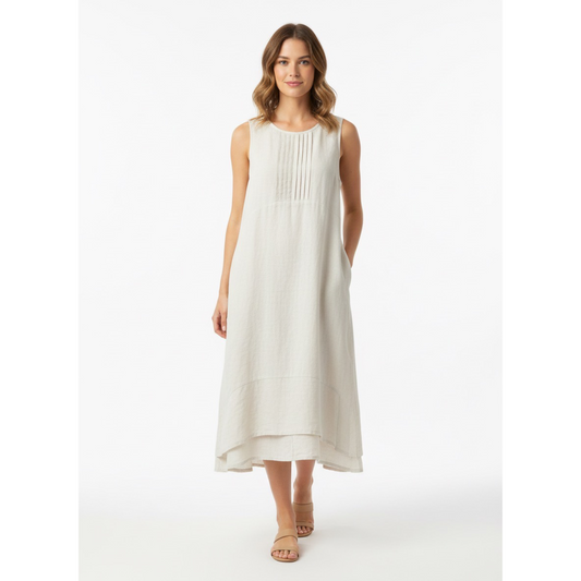 Beige Classic Linen Dress